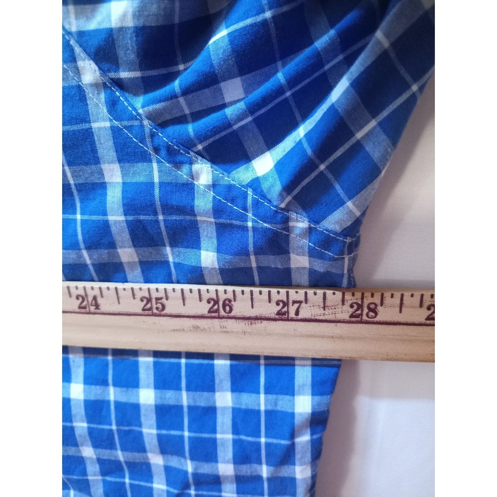 Chaps Easy Care Men's Short Sleeve Button Down Shirt, 3XL, Blue Plaid - Picture 3 of 5